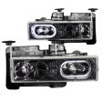 ANZO 1988-1998 Chevrolet C1500 Crystal Headlights Carbon w  Halo Cheap