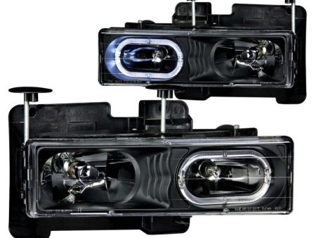 ANZO 1988-1998 Chevrolet C1500 Crystal Headlights Black w  Halo Fashion