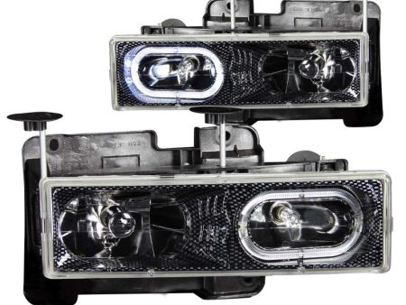 ANZO 1988-1998 Chevrolet C1500 Crystal Headlights Carbon w  Halo Cheap